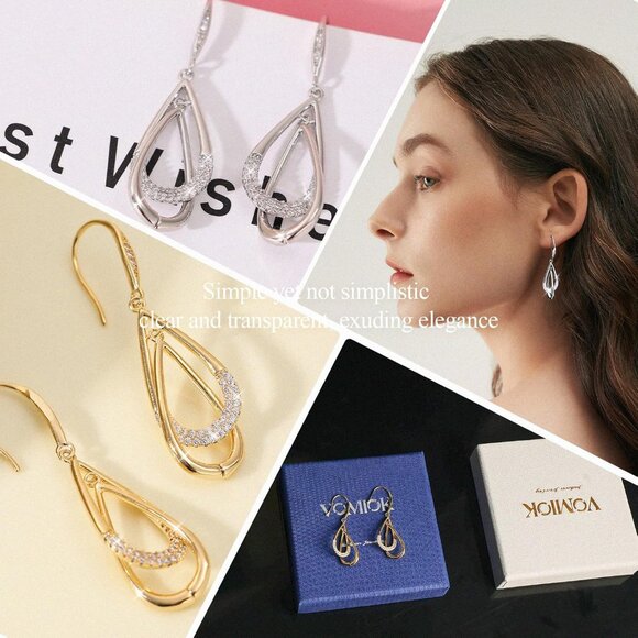 Women's 14K Gold-Plated and Silver Dainty Jewelry Cute Teardrop Stud Earrings - Picture 6 of 7